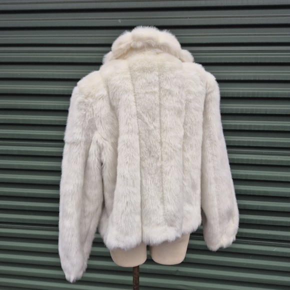 Donna Salyers Fabulous-Furs White Faux Mink Jacket Coat Size M Made in USA - Picture 3 of 6